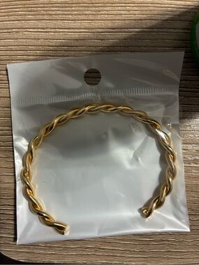 Gold Twisted Open Bangle Bracelet - Women Accessories